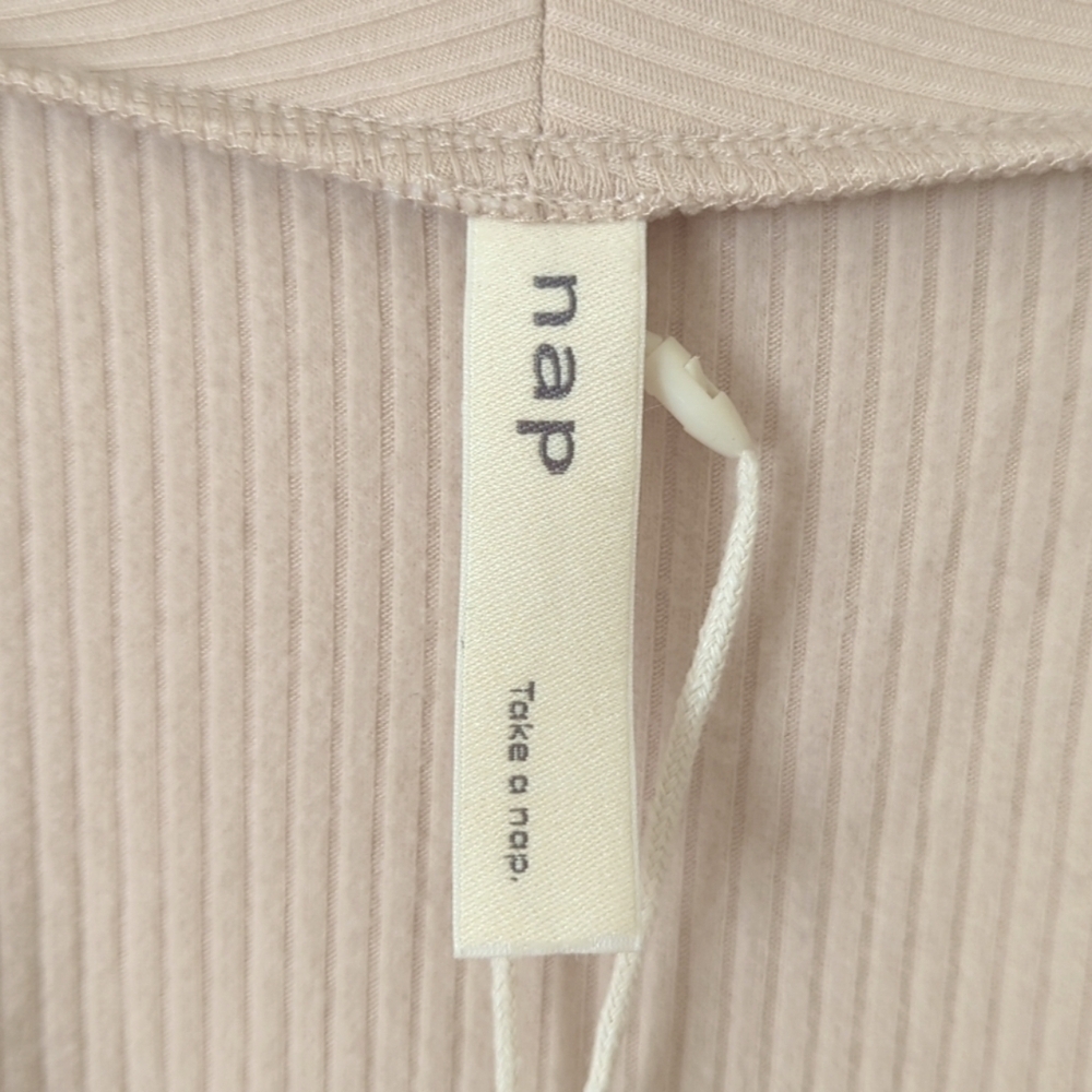 Nap Loungewear Ribbed Knit Bolero Square Neck Long Flared Sleeve Top Cream L — image 4 of 8